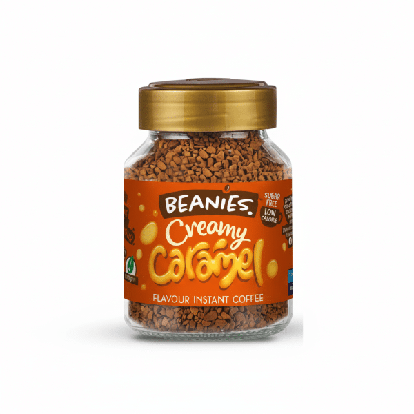 Beanies Creamy Caramel Flavor Instant Coffee 50gm Sugar Free Low Calorie
