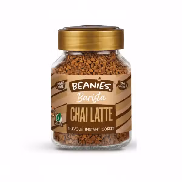 Beanies Barista Chai Latte Flavour Instant Coffee 50gm Sugar Free Low Calorie Vegan