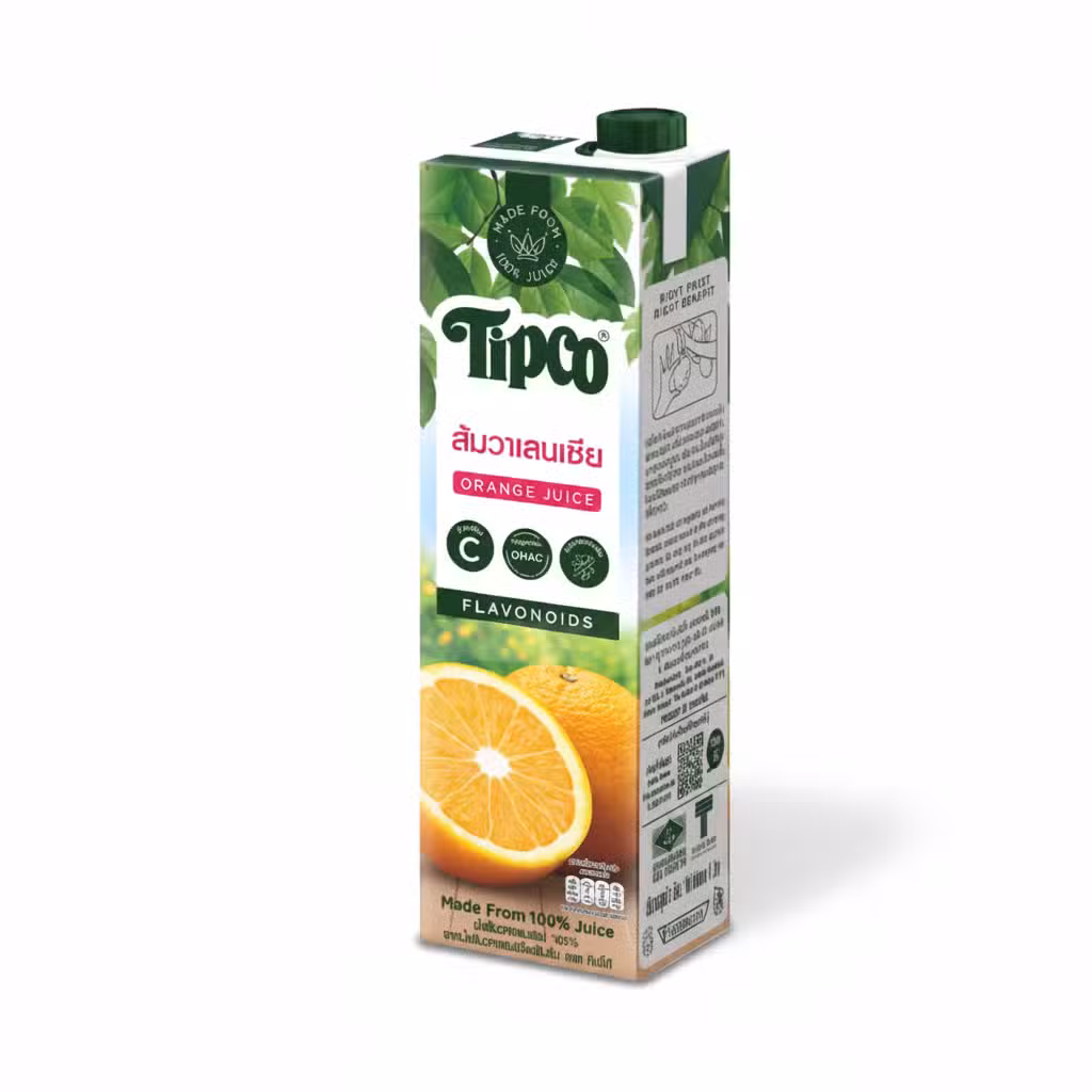 Tipco Orange Juice Valencia 100% Juice Flavonoids 1 Litre