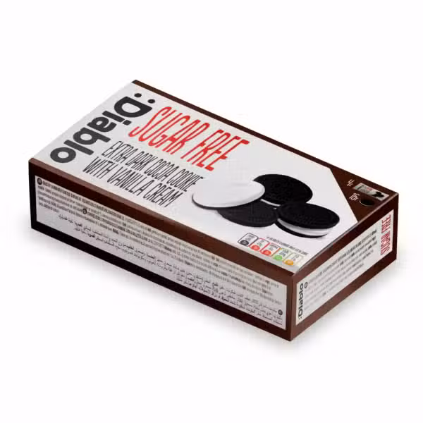 Diablo Sugar Free Extra Dark Cocoa Cookie with Vanilla Cream 176g