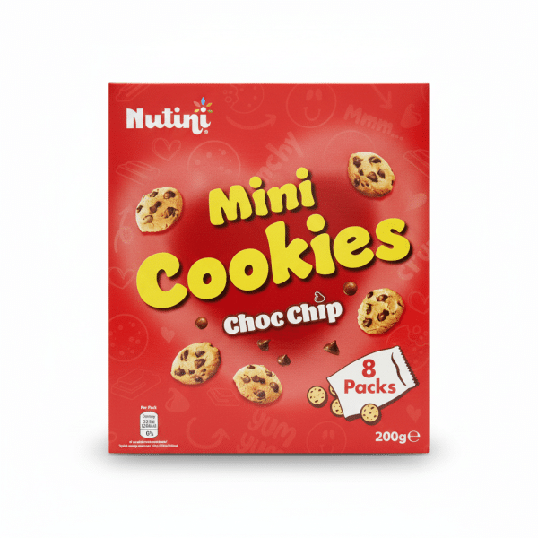 Nutini Mini Cookies Choc Chip 200g 8 Packs