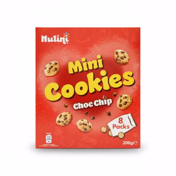 Nutini Mini Cookies Choc Chip 200g 8 Packs