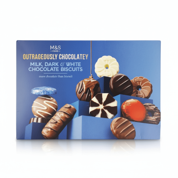 M&S Food Outrageously Chocolatey Milk Dark White Chocolate Biscuits 450gm