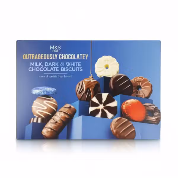 M&S Food Outrageously Chocolatey Milk Dark White Chocolate Biscuits 450gm