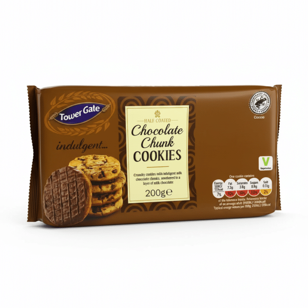 Tower Gate Chocolate Chunk Cookies 200gm Half Coated