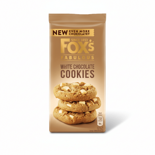 Fox's White Chocolate Cookies 180gm New Even More Chocolatey