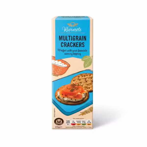 Rivercote Multigrain Crackers 170gm Savoury Topping