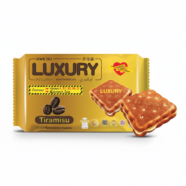 HWA TAI LUXURY Tiramisu Flavored Calcium Cream Sandwich 200gm Vitamin A B1 B2 B6 D Calcium Iron
