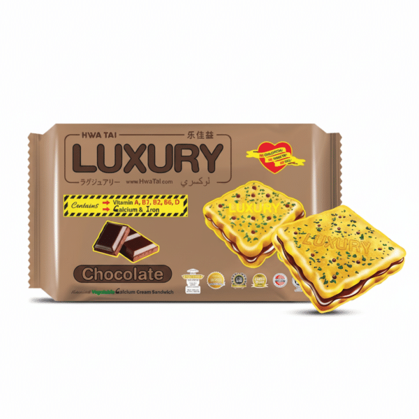 Hwa Tai Luxury Chocolate Flavored Vegetable Calcium Cream Sandwich 200gm