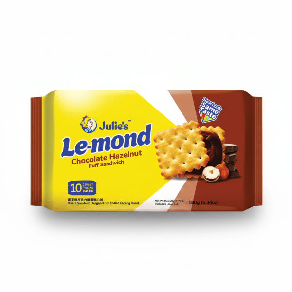 Julie's Le-mond Chocolate Hazelnut Puff Sandwich Biscuits 180g