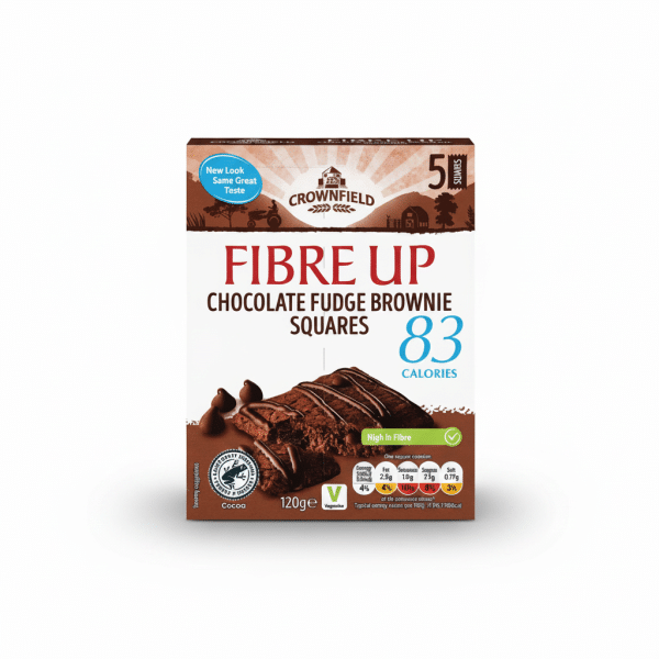 Crownfield Fibre Up Chocolate Fudge Brownie Squares 120gm High In Fibre