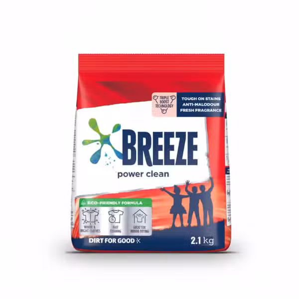 Breeze Power Clean Detergent Powder 2.1kg Tough on Stains Anti-Malodour Fresh Fragrance