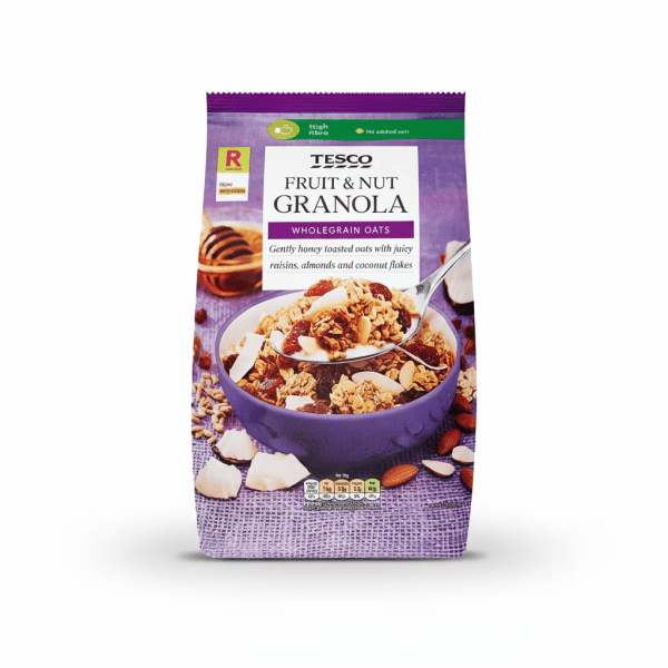 Tesco Fruit & Nut Granola Wholegrain Oats 1kg High Fibre No Added Salt