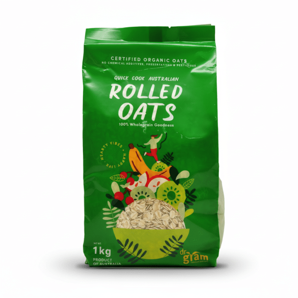 Dr Gram Rolled Oats 1kg Certified Organic Quick Cook Australian Whole Grain