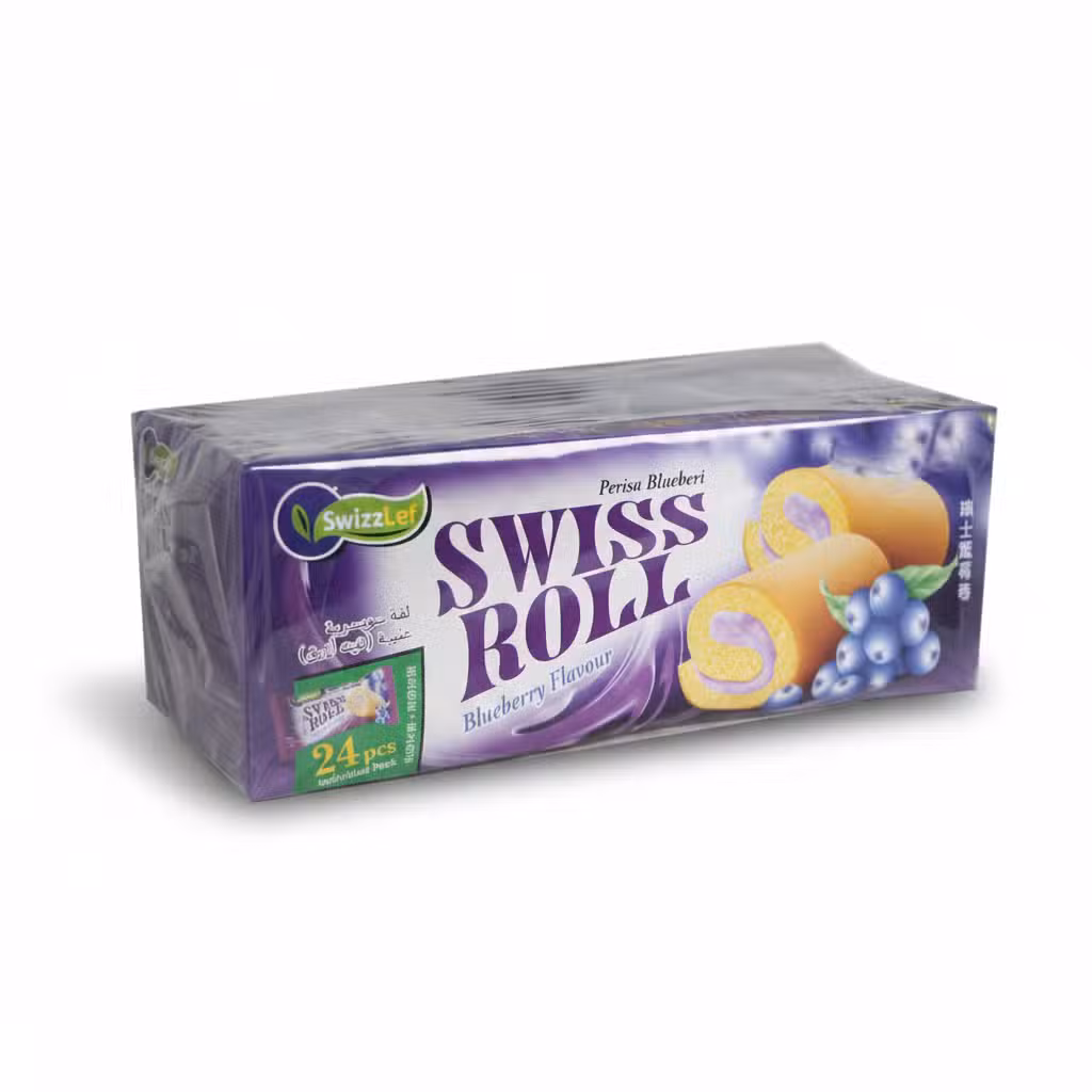 SwizzLef Swiss Roll Blueberry Flavour Cake 24 pcs
