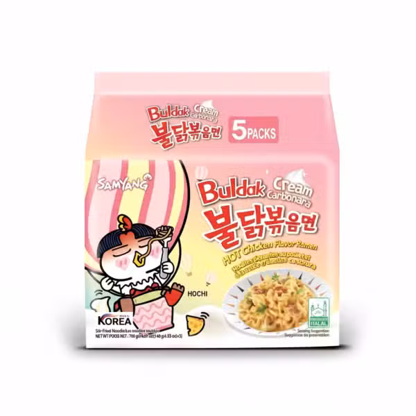 Samyang Buldak Cream Carbonara Hot Chicken Flavor Ramen Noodles 5 Packs 700gm