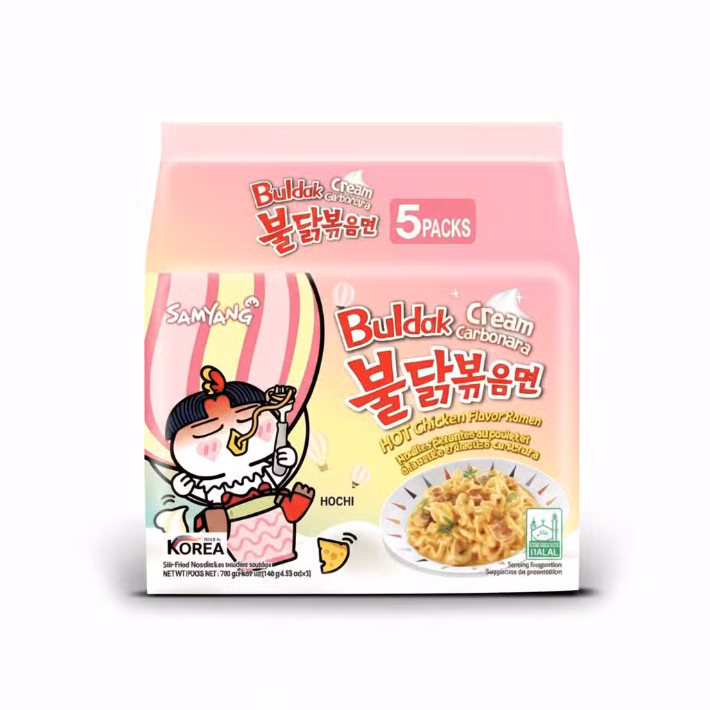 Samyang Buldak Cream Carbonara Hot Chicken Flavor Ramen Noodles 5 Packs 700gm