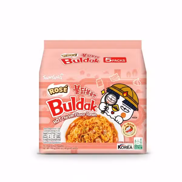 Samyang Rose Buldak Hot Chicken Flavor Ramen Stir-Fried Instant Noodles 5 Packs 700gm