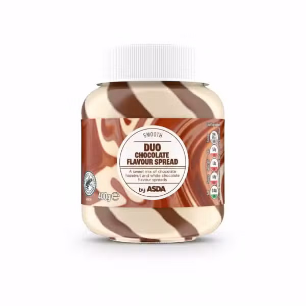 ASDA Duo Chocolate Flavour Spread 400g Smooth Hazelnut White Chocolate