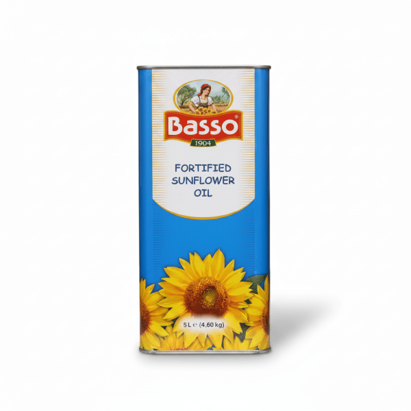 Basso Fortified Sunflower Oil 5 Litre Cooking Oil