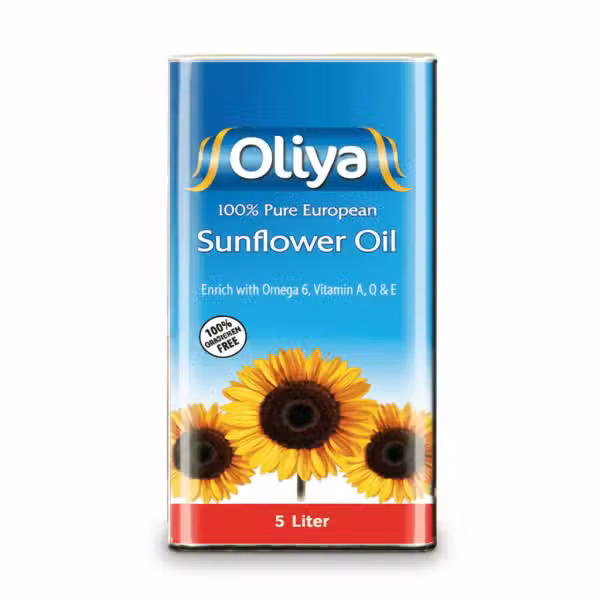 Oliya Sunflower Oil 5 Liter 100% Pure European Enrich with Omega 6 Vitamin A Q & E