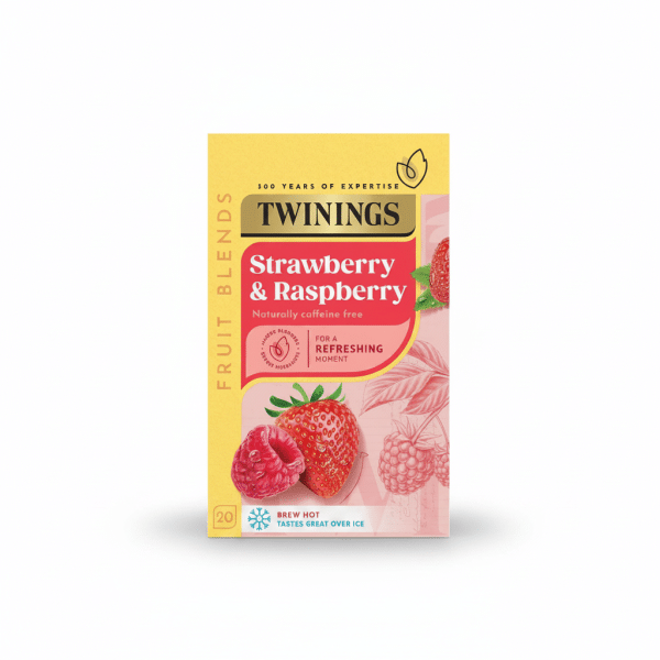 Twinings Strawberry & Raspberry Fruit Blends Naturally caffeine free 20 tea bags