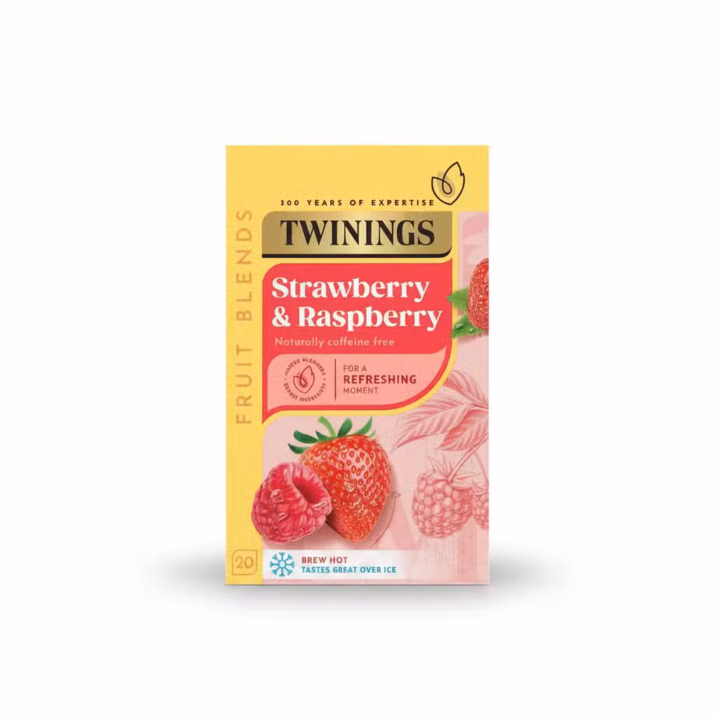Twinings Strawberry & Raspberry Fruit Blends Naturally caffeine free 20 tea bags