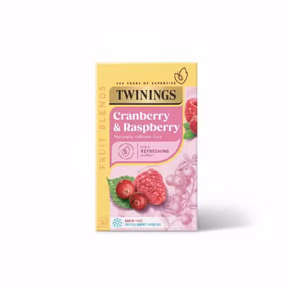 Twinings Cranberry & Raspberry Fruit Blends Naturally Caffeine Free 20 Tea Bags