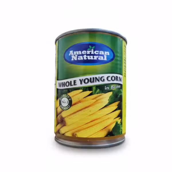 American Natural Whole Young Corn in Brine 425gm