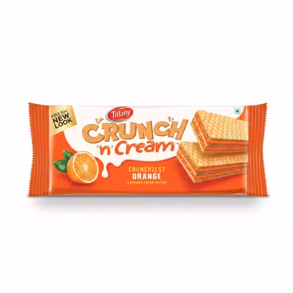 Tiffany Crunch n Cream Orange Flavored Cream Wafers 65gm