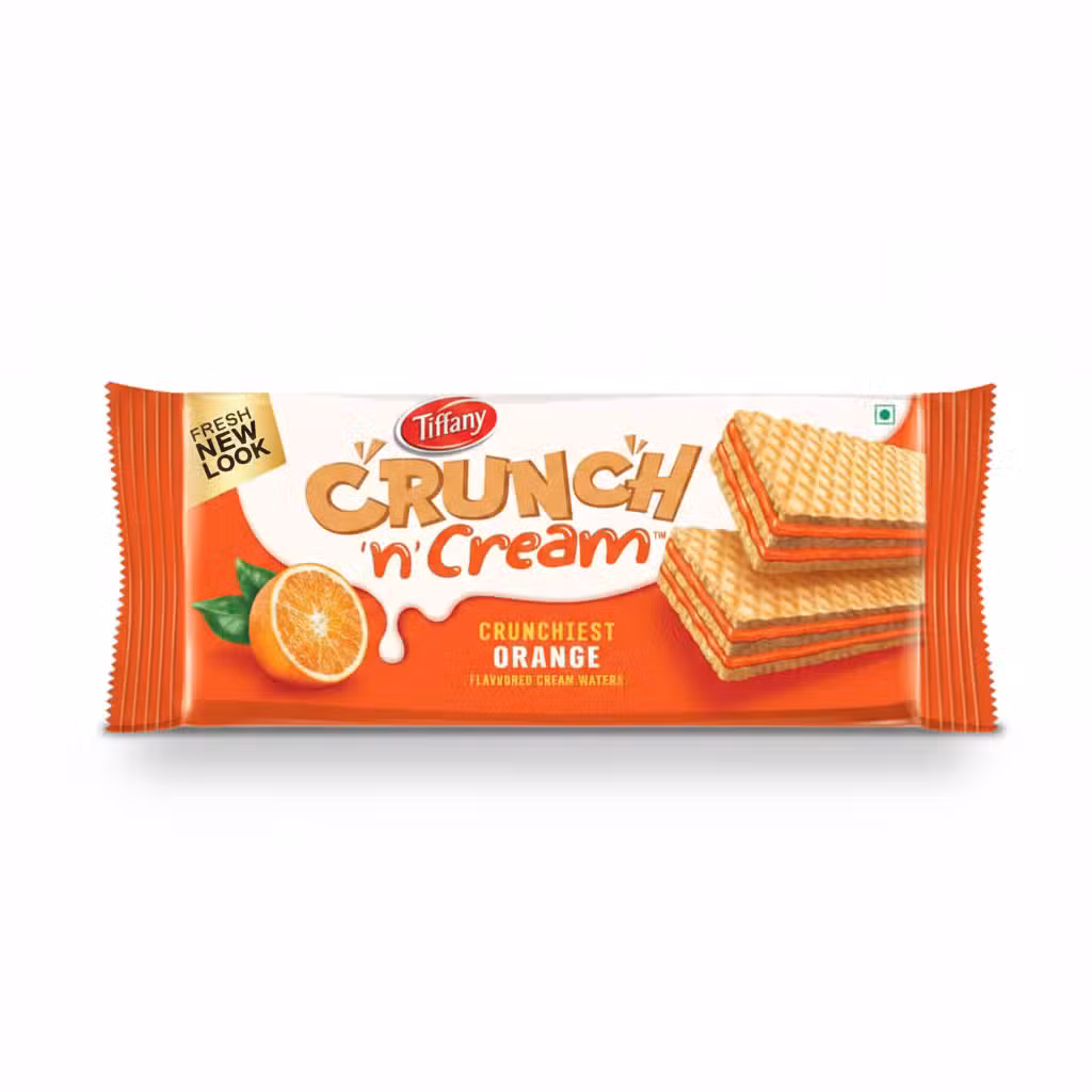 Tiffany Crunch n Cream Orange Flavored Cream Wafers 65gm