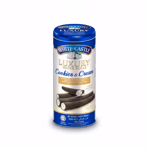 White Castle Luxury Wafer Rolls Cookies & Cream 100gm
