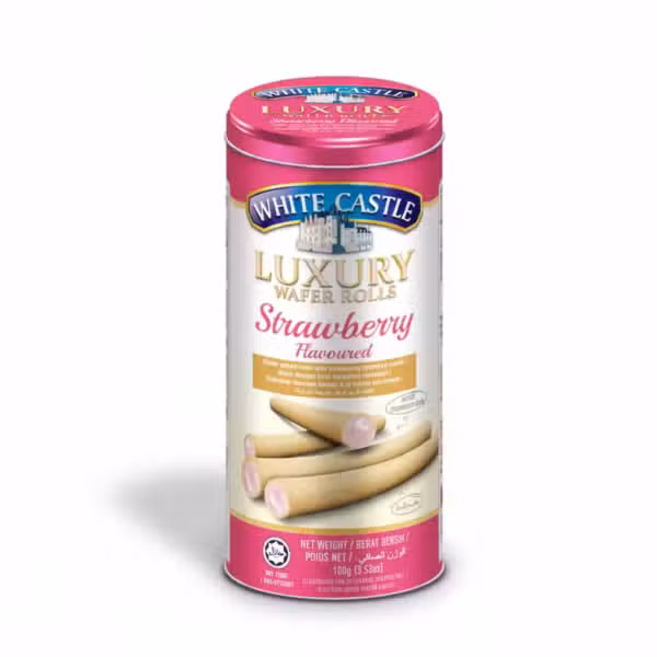 White Castle Luxury Wafer Rolls Strawberry Flavor 100gm