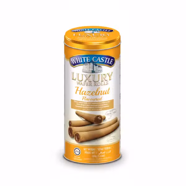 White Castle Luxury Wafer Rolls Hazelnut Flavoured 100gm