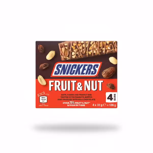 Snickers Fruit & Nut Chocolate Bar 4x32g 128g