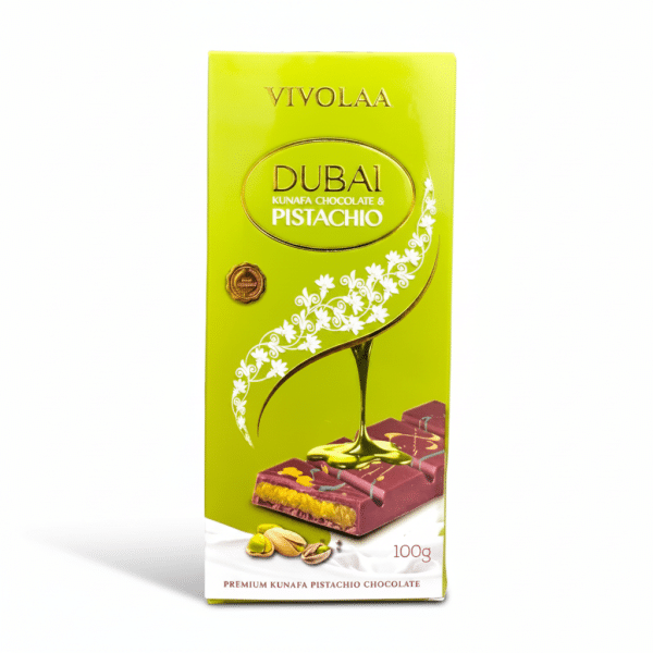 Vivolaa Dubai Kunafa Chocolate Pistachio 100g Premium Kunafa Pistachio Chocolate