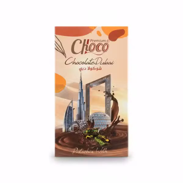Premium Choco Chocolate Dubai Pistachio with Kunafa Milk Chocolate Bar 200gm