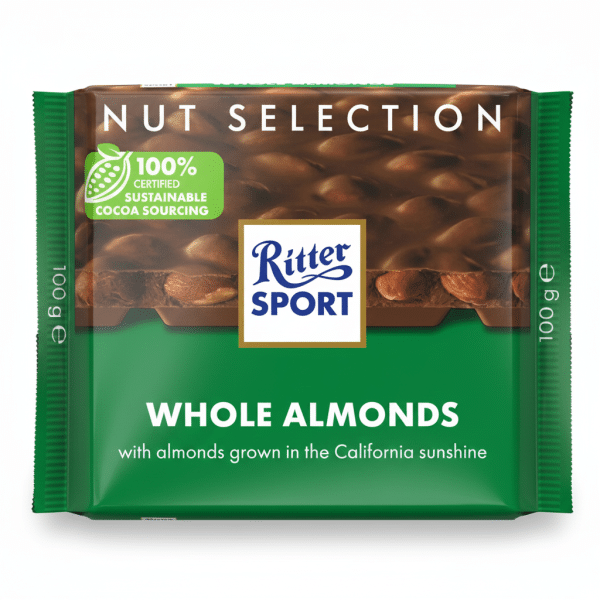 Ritter Sport Whole Almonds 100gm Certified Sustainable Cocoa Sourcing