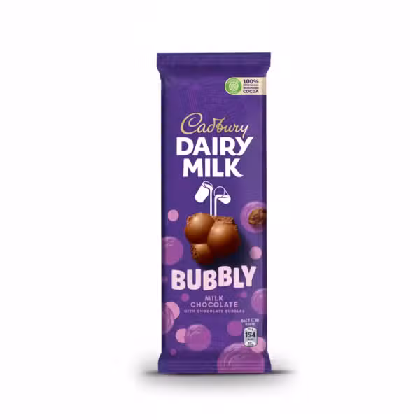 Cadbury Dairy Milk Bubbly Milk Chocolate with Chocolate Bubbles 87gm