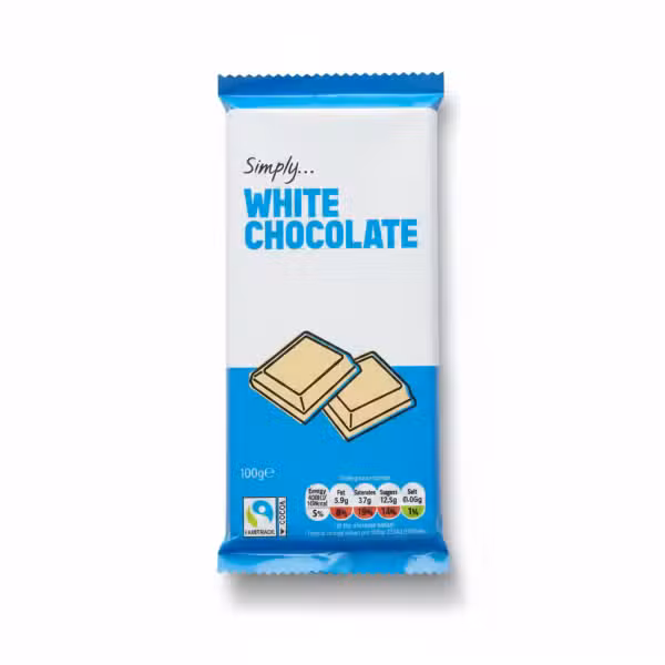Simply White Chocolate Bar 100gm Fairtrade Cocoa
