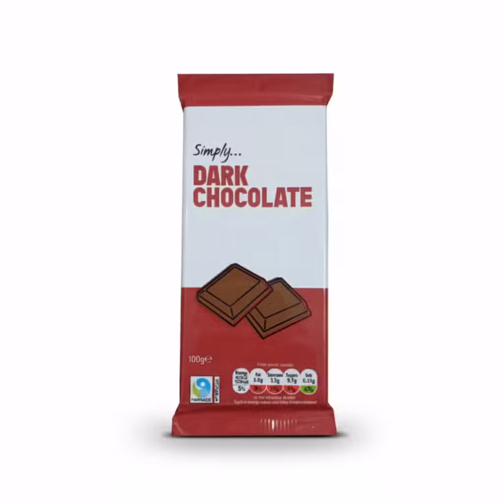 Simply Dark Chocolate Bar 100gm Fairtrade