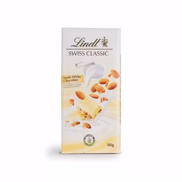 Lindt Swiss Classic White Chocolate with Whole Almonds and Almond Brittle 100g