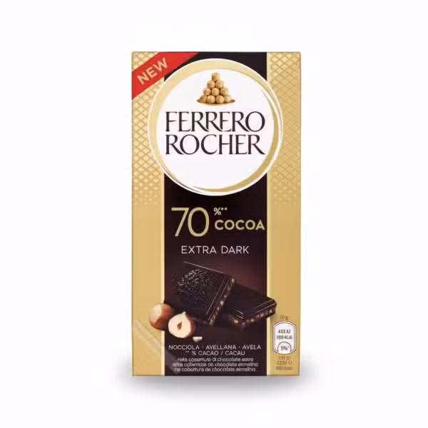 Ferrero Rocher 70% Cocoa Extra Dark Chocolate Bar 90gm