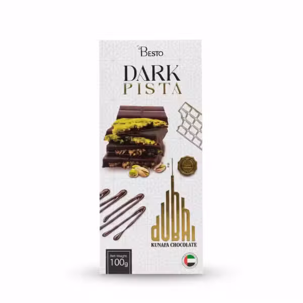 Besto Dark Pista Kunafa Chocolate 100gm