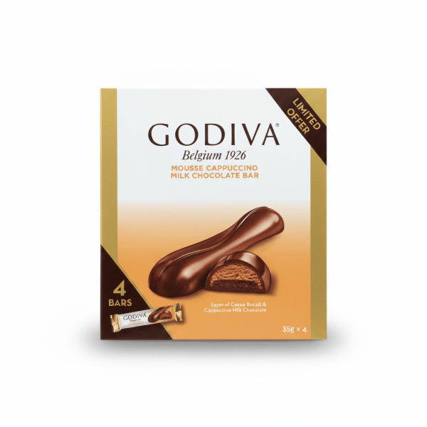 Godiva Belgium 1926 Mousse Cappuccino Milk Chocolate Bar 4 Bars 35g