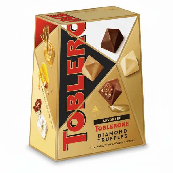 Toblerone Diamond Truffles Assorted 180gm Milk Murk White Golden Caramel