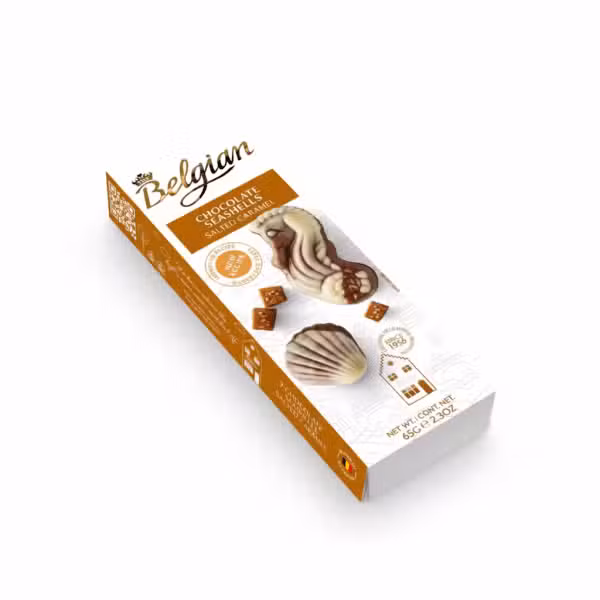 Belgian Chocolate Seashells Salted Caramel 65gm