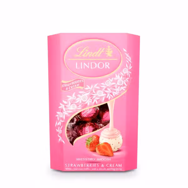 Lindt Lindor Strawberries & Cream White Chocolate Truffles 200G