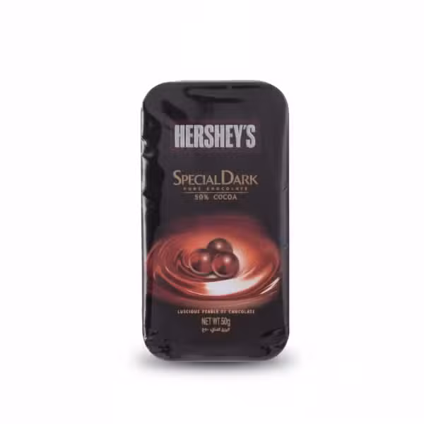 Hershey's Special Dark Pure Chocolate 50% Cocoa Luscious Pearls of Chocolate Net Wt 50g