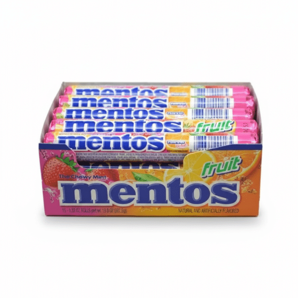 Mentos Fruit Chewy Dragees 15 Rolls Natural and Artificially Flavored